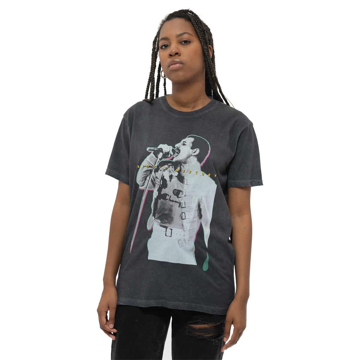 FREDDIE MERCURY - GLOW - T-Shirt Black (Wash Collection)