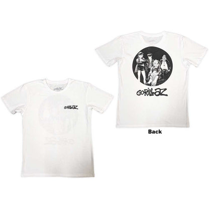 GORILLAZ - SONG MACHINE BRUSH LOGO - T-Shirt White (Back Print)
