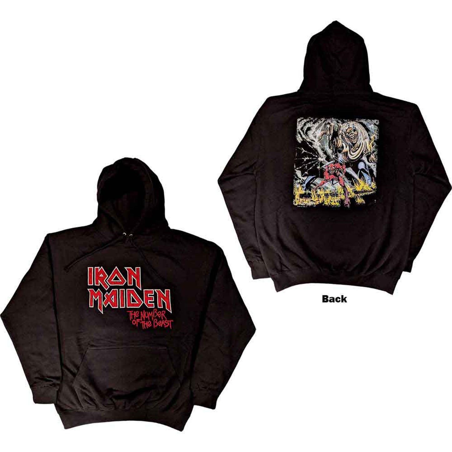 IRON MAIDEN - NUMBER OF THE BEAST VINTAGE LOGO FADED EDGE ALBUM - Pullover Hoodie Black (Back Print)