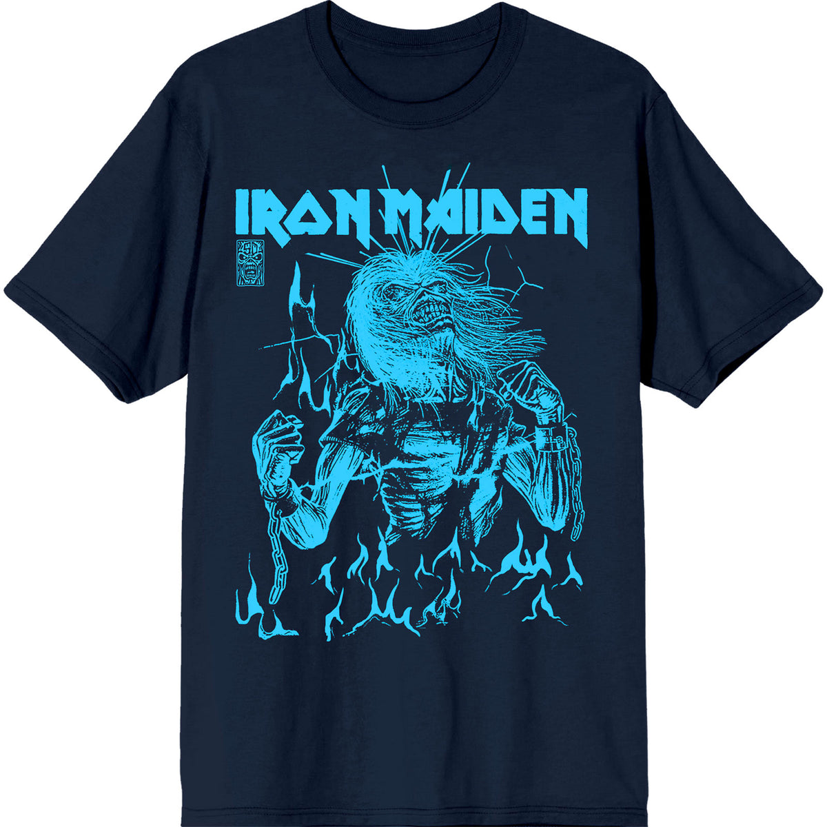 IRON MAIDEN - 50 LIFE AFTER DEATH FLAMES BLUE - T-Shirt Blue