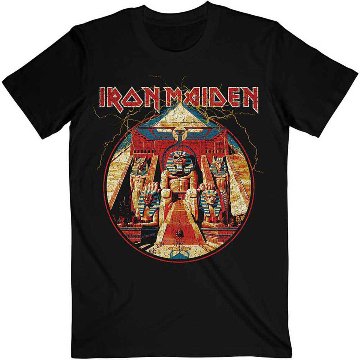 IRON MAIDEN - POWERSLAVE LIGHTNING CIRCLE - T-Shirt Black