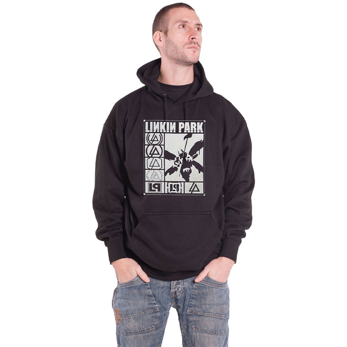 LINKIN PARK - LOGOS RECTANGLE - Pullover Hoodie Black