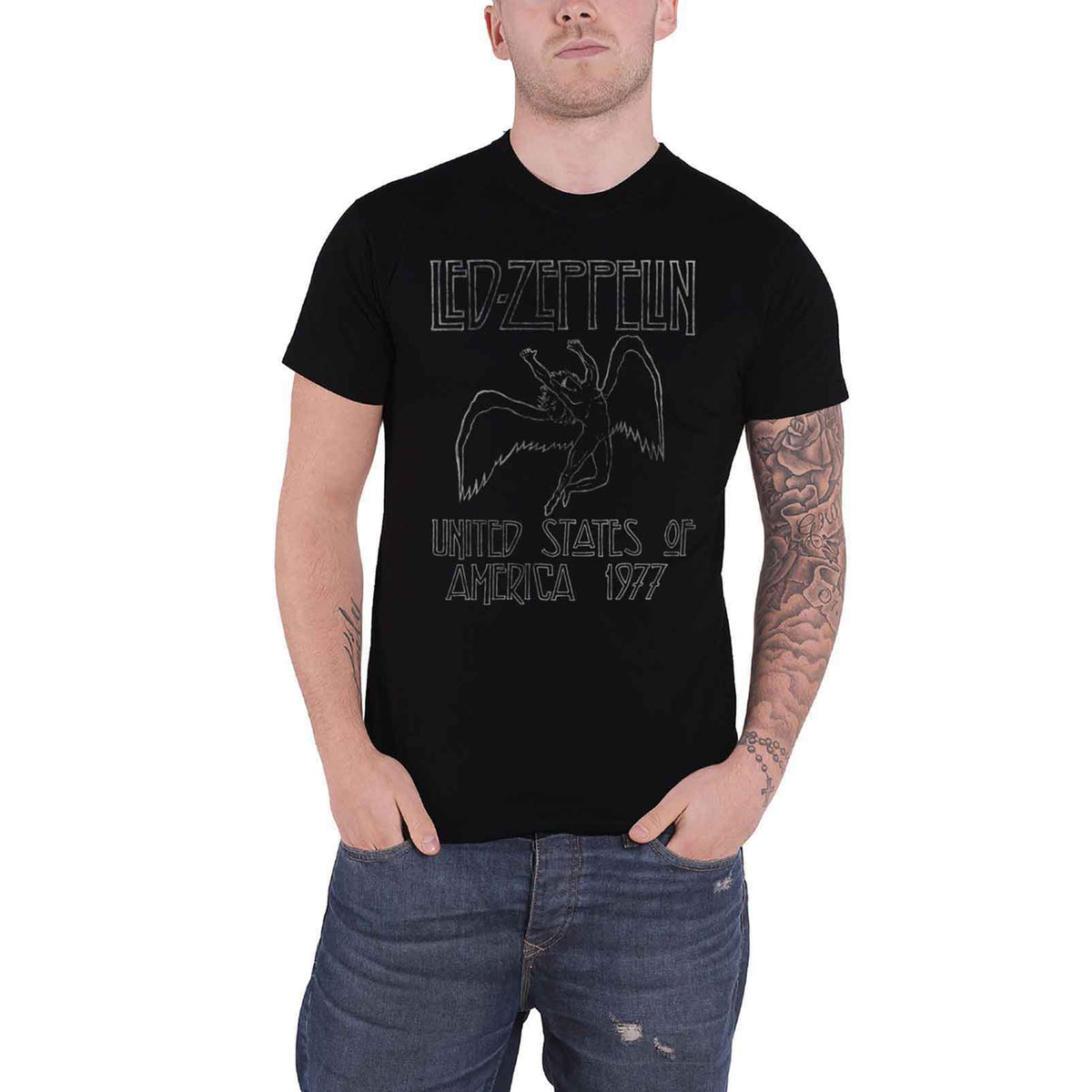 LED ZEPPELIN - USA '77. - T-Shirt Black