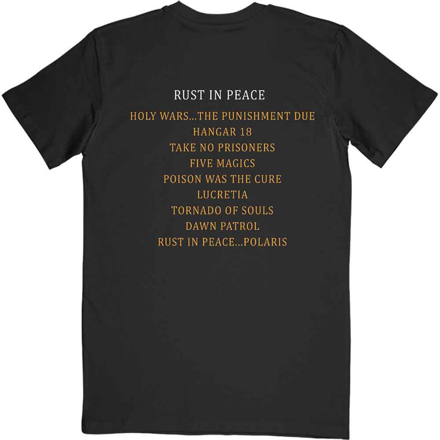 MEGADETH - RUST IN PEACE TRACK LIST - T-Shirt Black (Back Print)