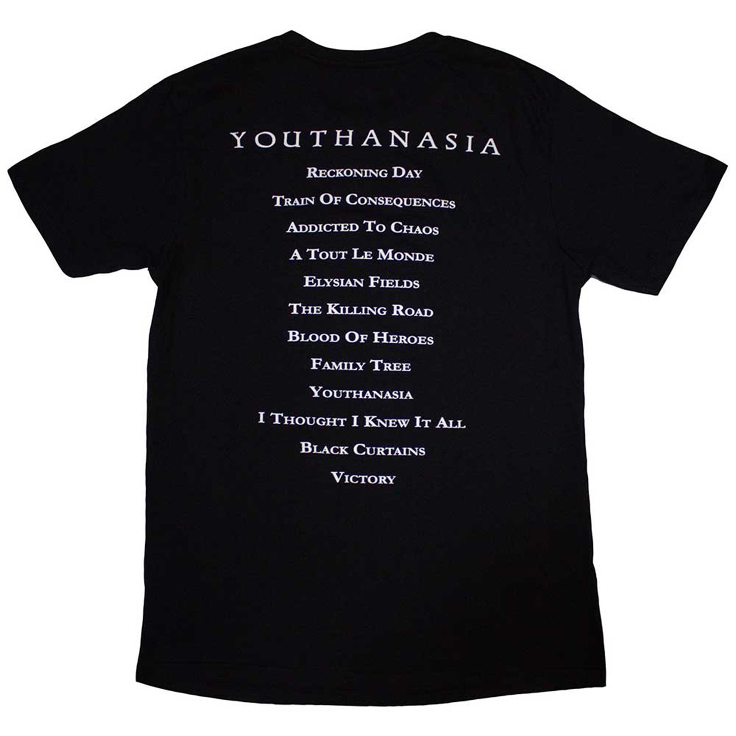 MEGADETH - YOUTHANASIA TRACKLIST - T-Shirt Black (Back Print)