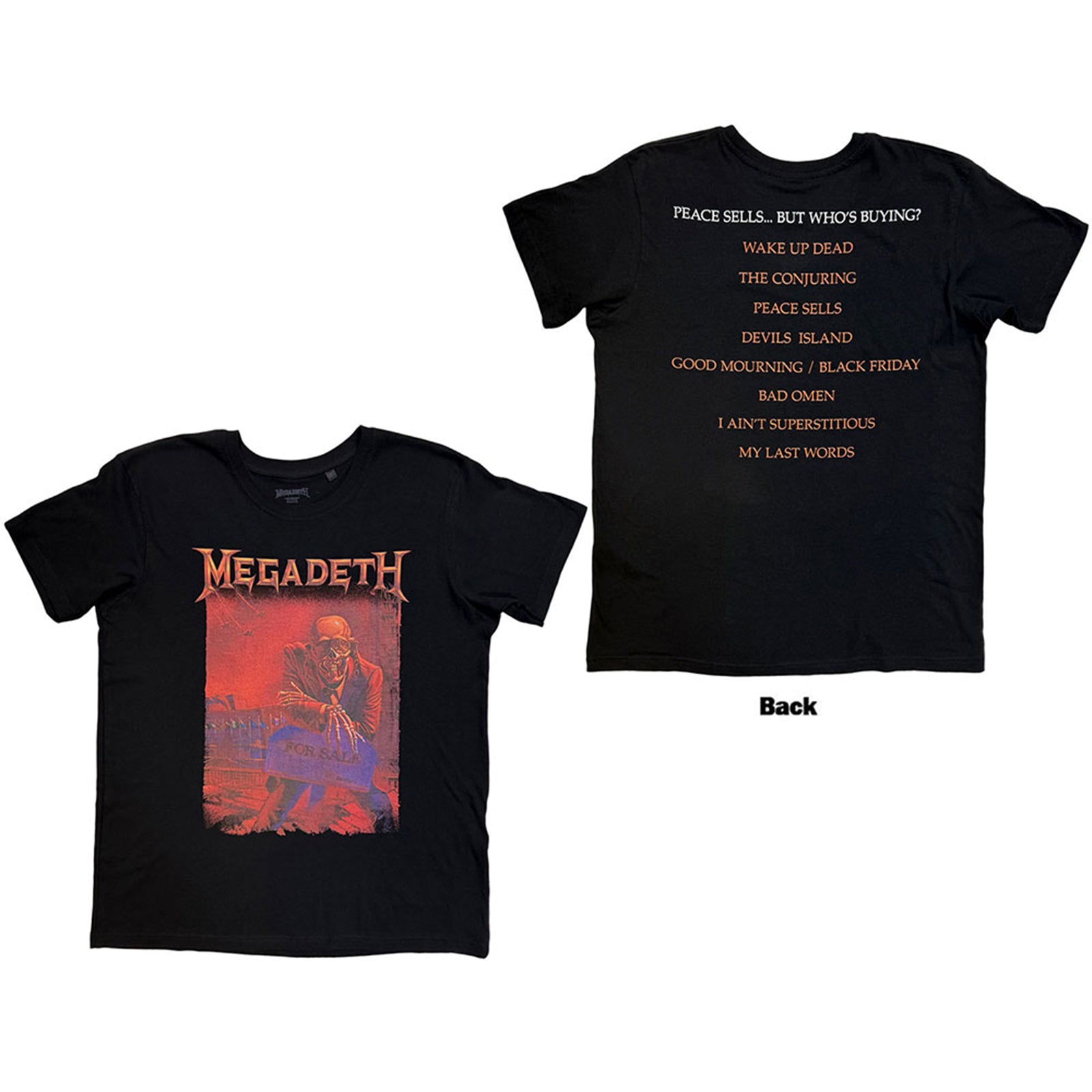 MEGADETH - PEACE SELLS ALBUM COVER - T-Shirt Black (Back Print)