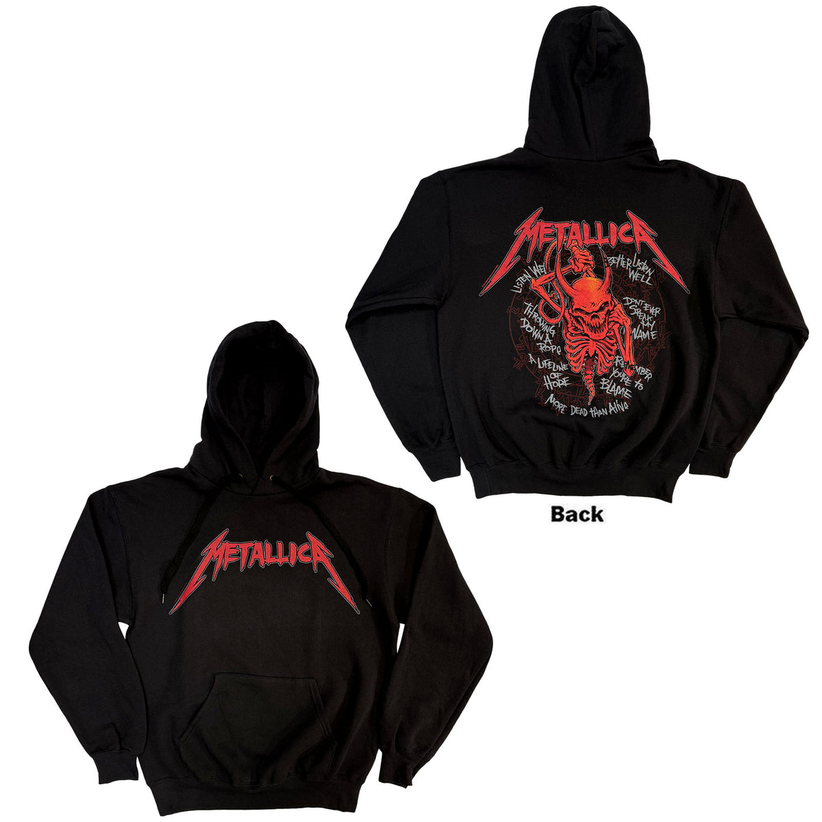 METALLICA - SKULL SCREAMING RED - Pullover Hoodie Black (Back Print)