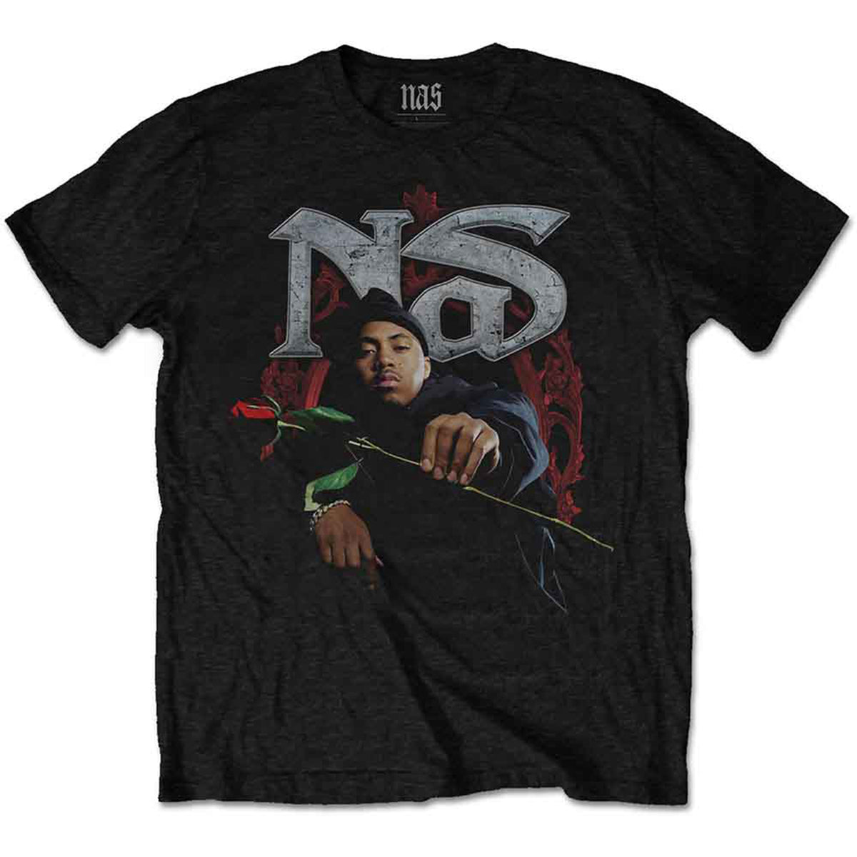 NAS - RED ROSE - T-Shirt Black