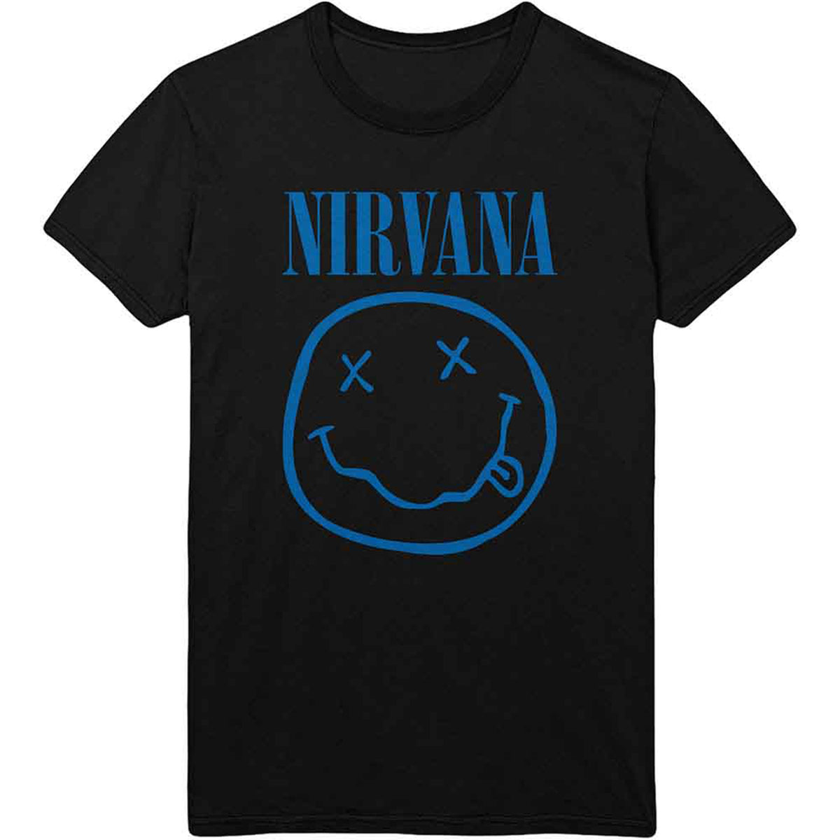 NIRVANA - BLUE HAPPY FACE - T-Shirt Black