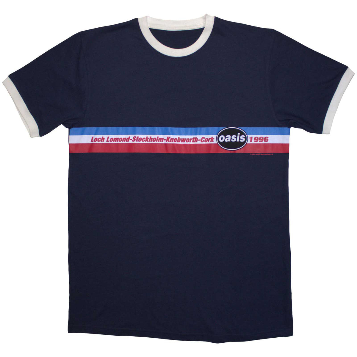 OASIS - 1996 TOUR HORIZONTAL STRIPES - Ringer T-Shirt Blue