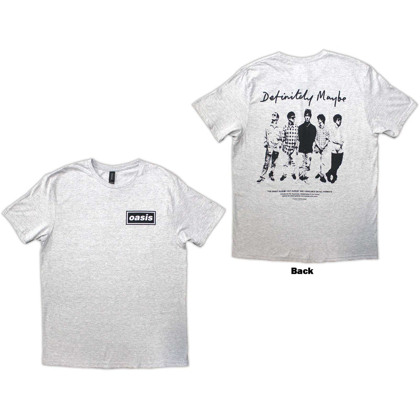 OASIS - DEFINITELY MAYBE PROMO - T-Shirt Grey (Back Print)