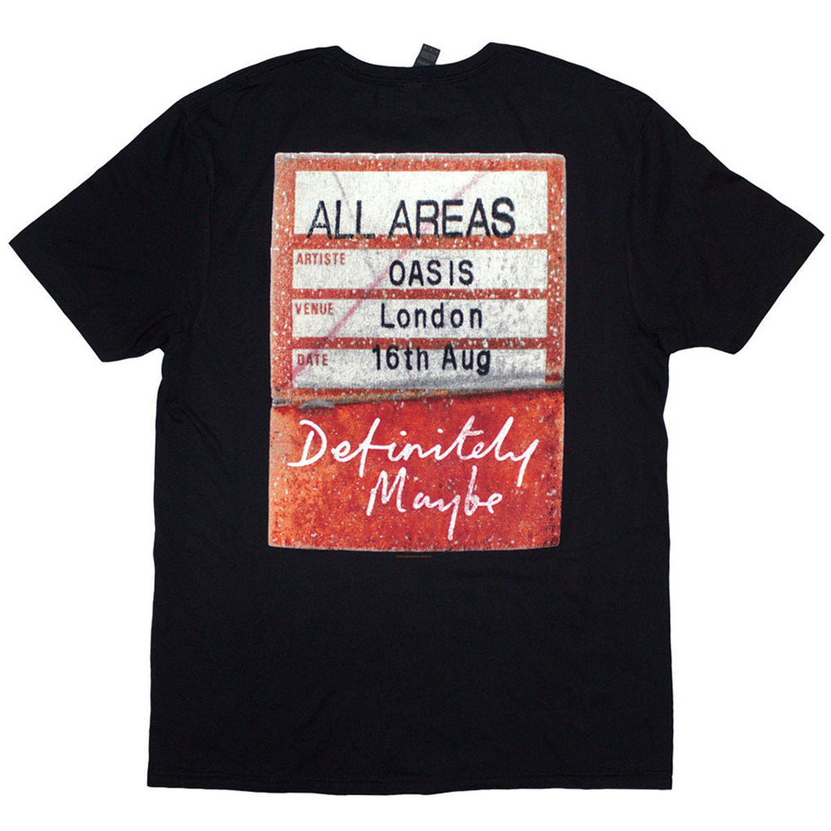 OASIS - DEFINITELY MAYBE AAA PASS - T-Shirt Black (Back Print)