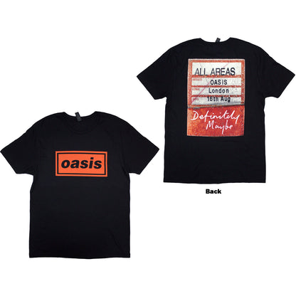 OASIS - DEFINITELY MAYBE AAA PASS - T-Shirt Black (Back Print)