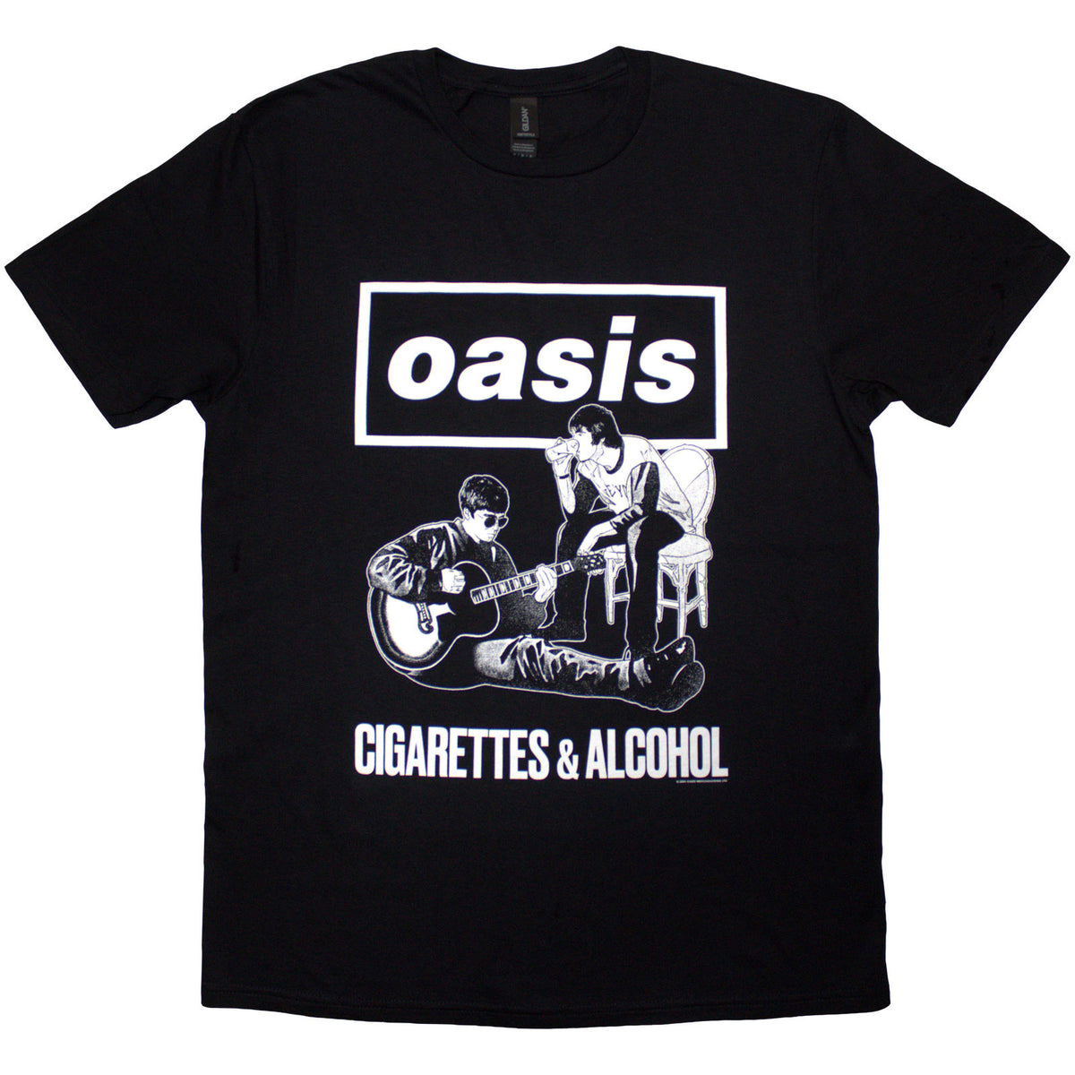 OASIS - CIGARETTES & ALCOHOL ILLUSTRATION MONO - T-Shirt Black