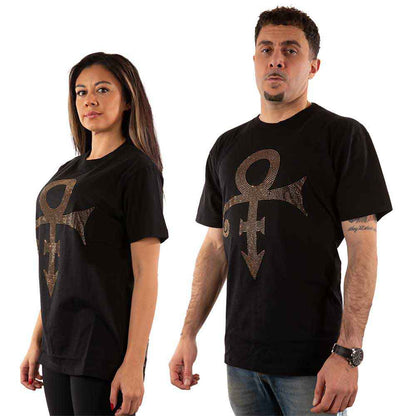 PRINCE - GOLD SYMBOL - T-Shirt Black (Embellished)