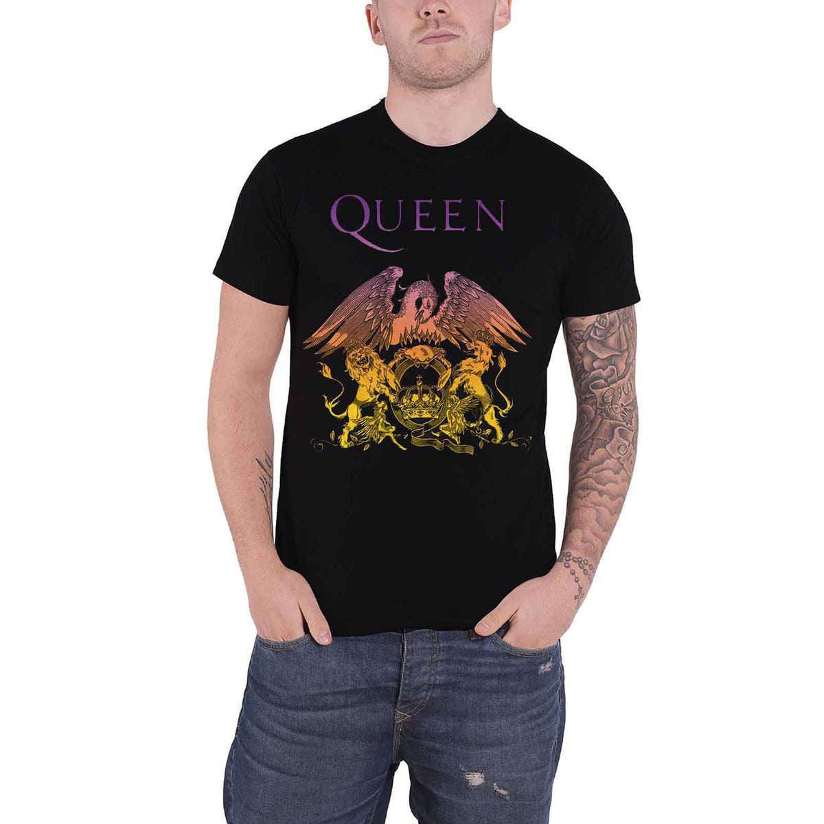 QUEEN - GRADIENT CREST - T-Shirt Black