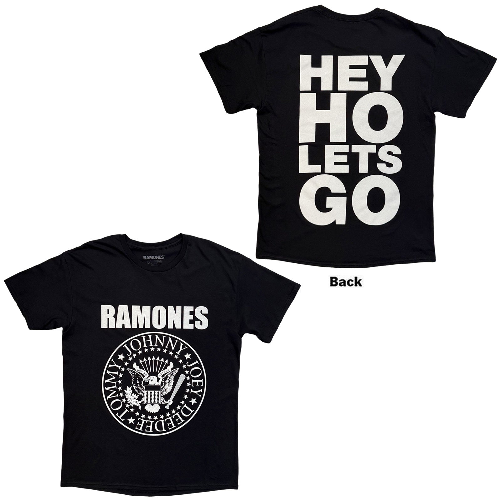 RAMONES - HEY HO (FRONT & BACK) - T-Shirt Black (Back Print)