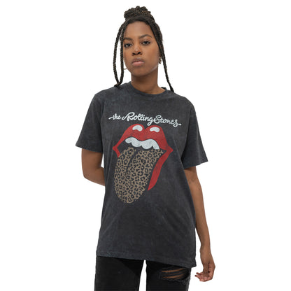ROLLING STONES, THE - LEOPARD TONGUE - T-Shirt Black (Wash Collection)