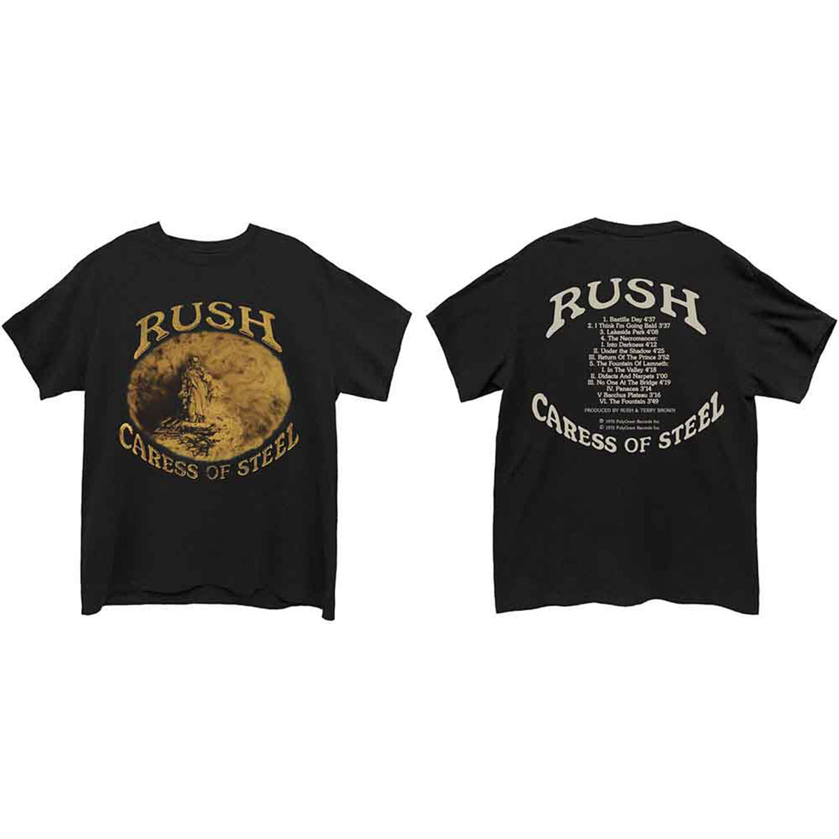 RUSH - CARESS OF STEEL - T-Shirt Black (Back Print)