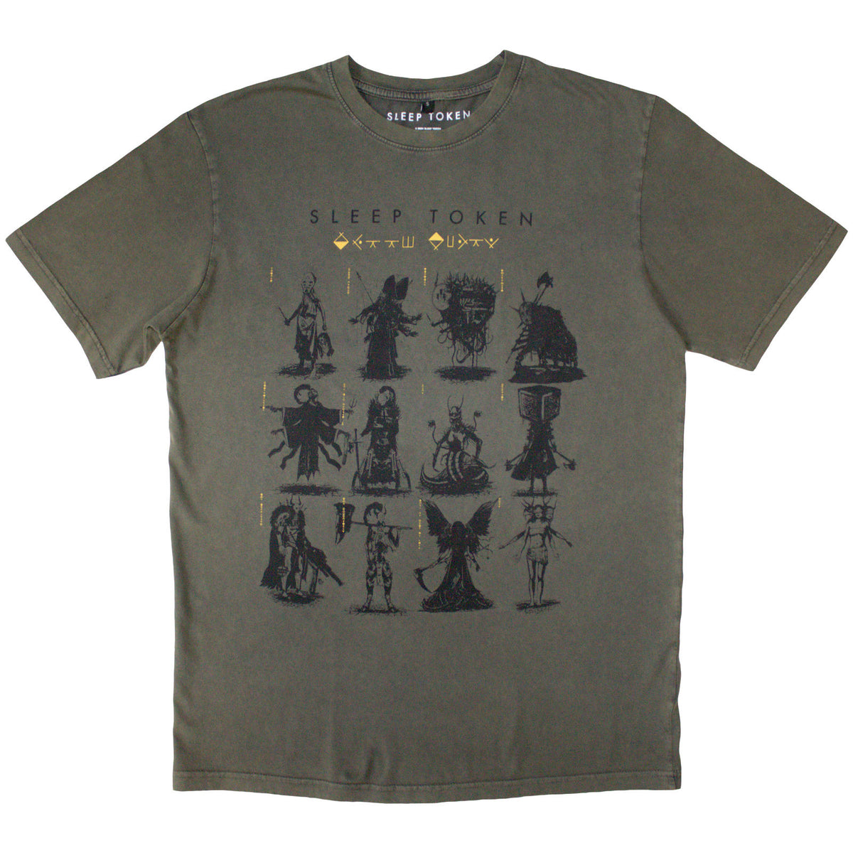 SLEEP TOKEN - GRID - Stone Wash T-Shirt Green