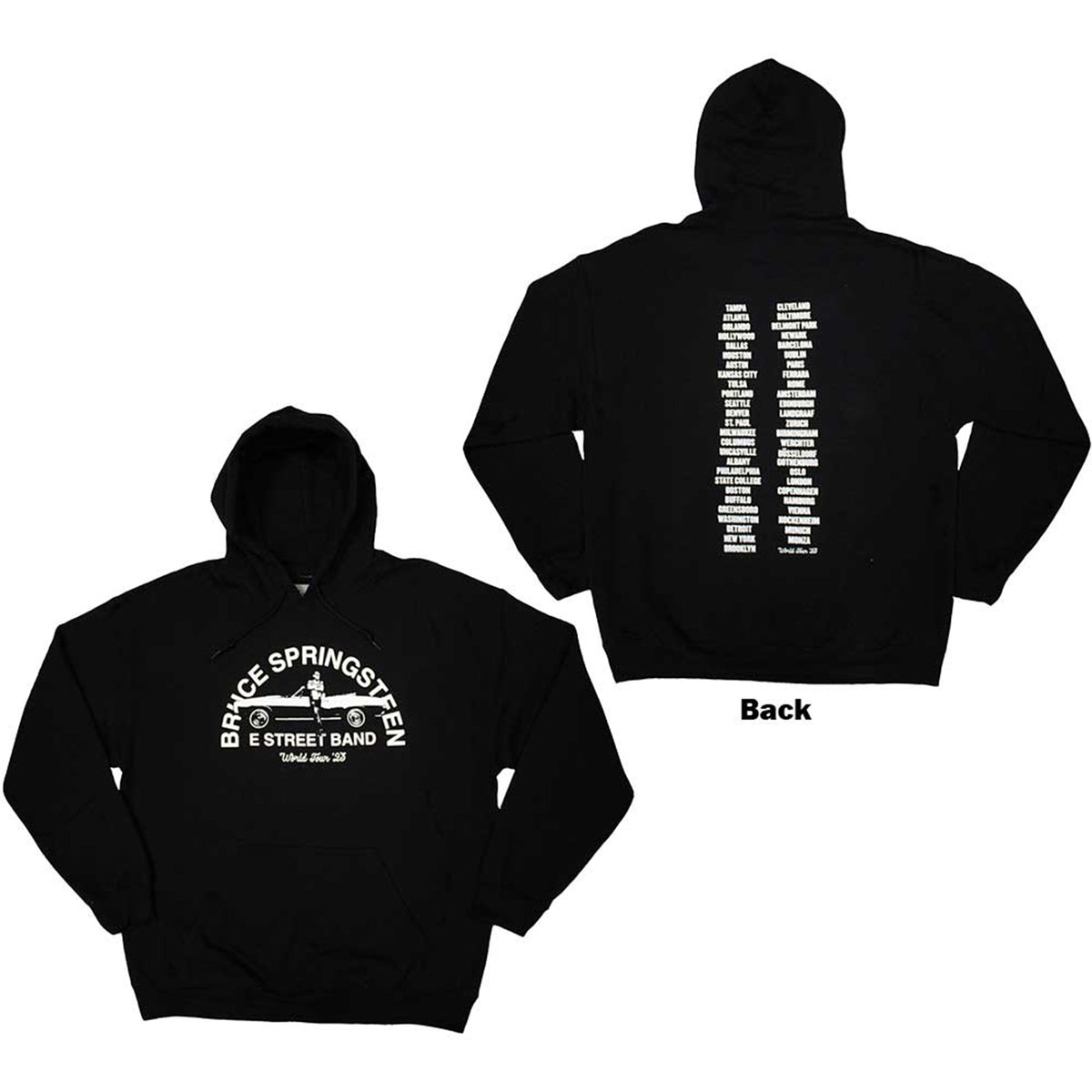 BRUCE SPRINGSTEEN - TOUR '23 LEANING CAR - Pullover Hoodie Black (Back Print & Ex-Tour)