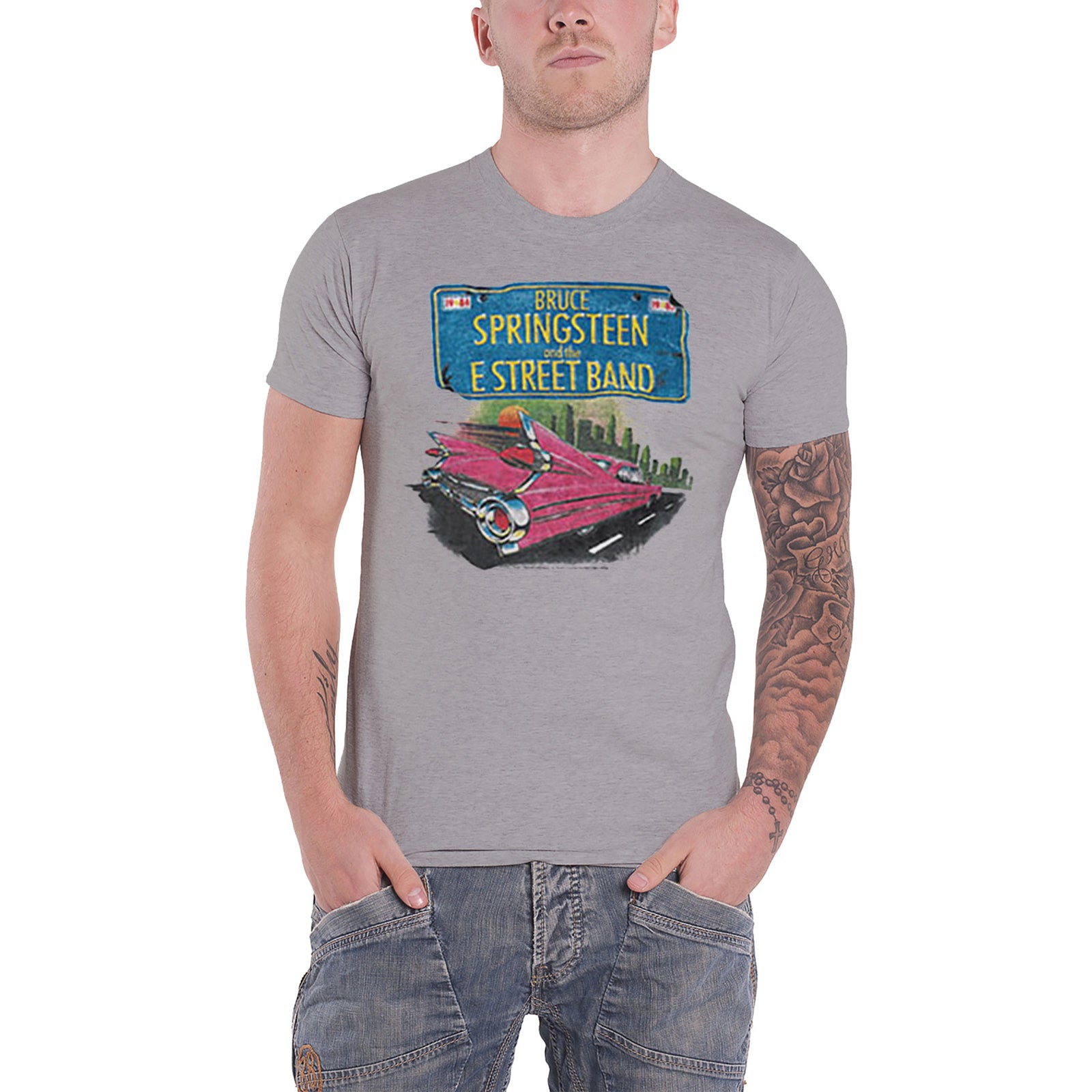 BRUCE SPRINGSTEEN - PINK CADILLAC - T-Shirt Grey (Back Print)