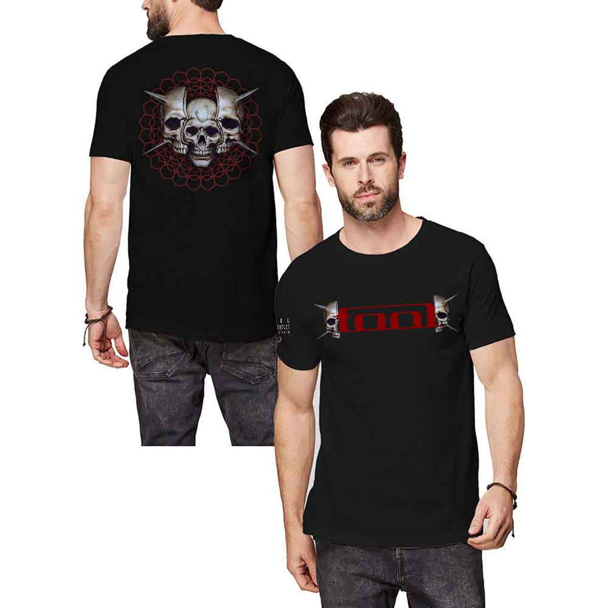 TOOL - SKULL SPIKES - T-Shirt Black (Back & Sleeve Print)