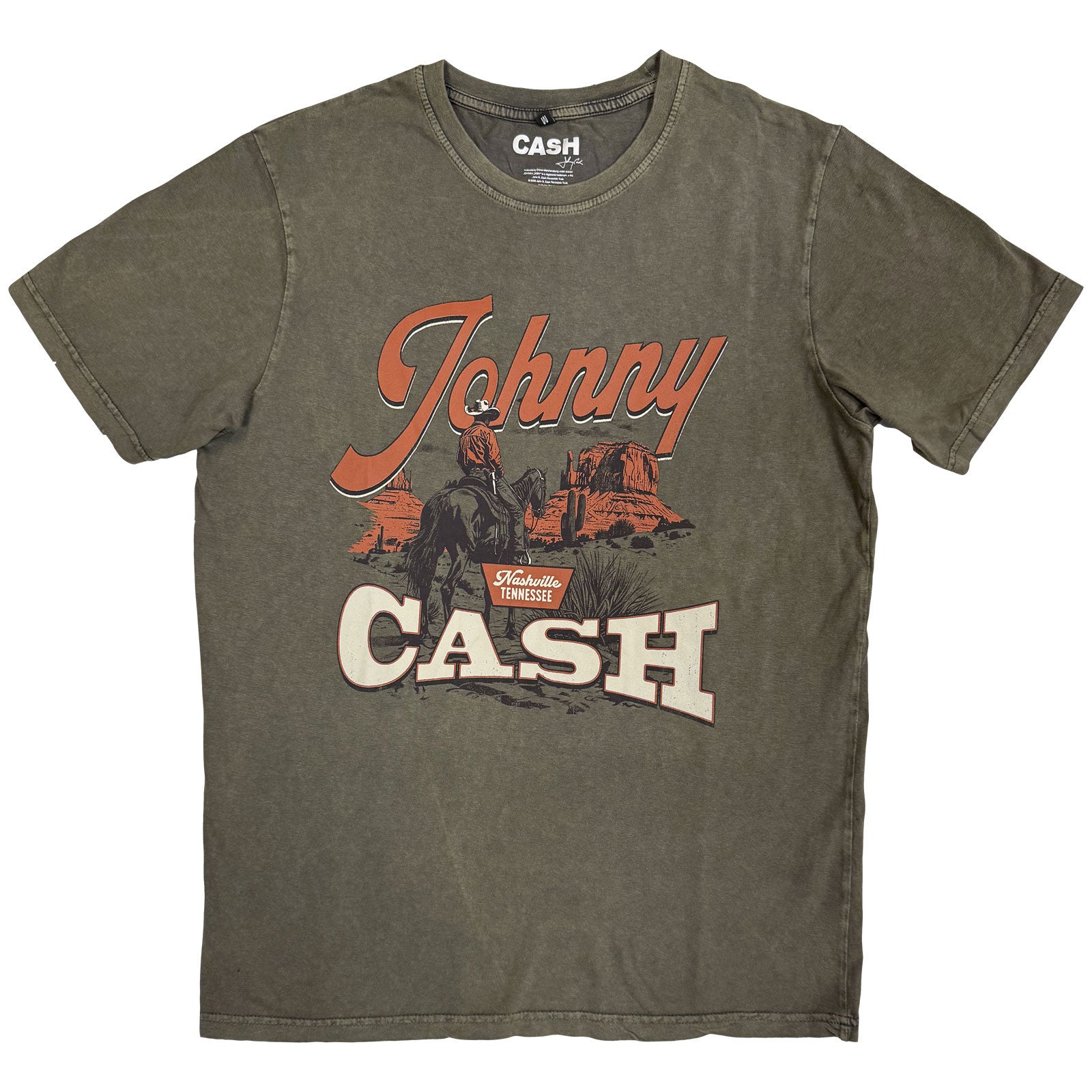 JOHNNY CASH - DESERT COWBOY - Camiseta Lavado Piedra Verde