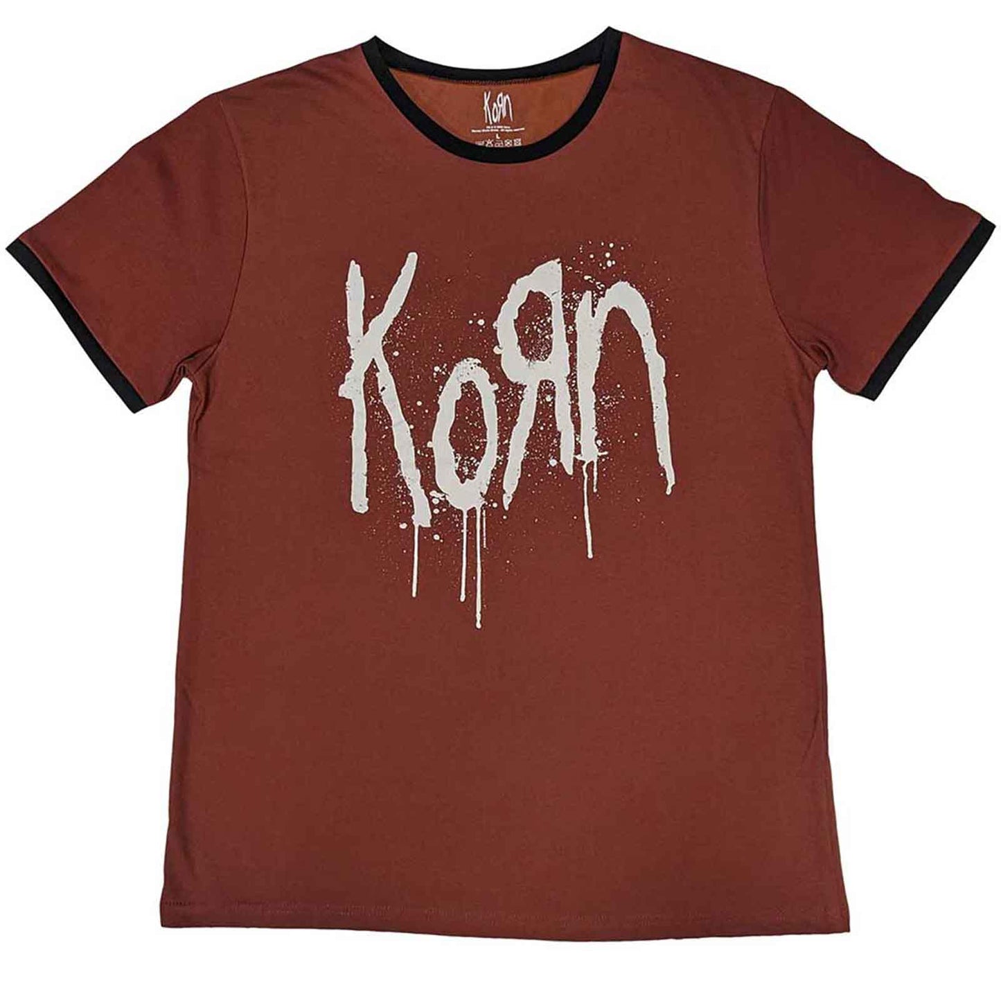 KORN - LOGO - Ringer T-Shirt Red (Back Print)
