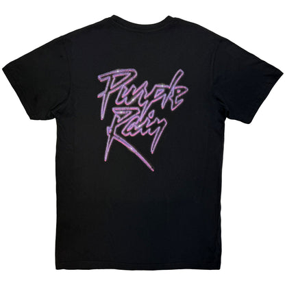 PRINCE - CONTORNO DEL LOGO DE LA LLUVIA PÚRPURA - Camiseta Carbono Negra (Estampado dorsal)