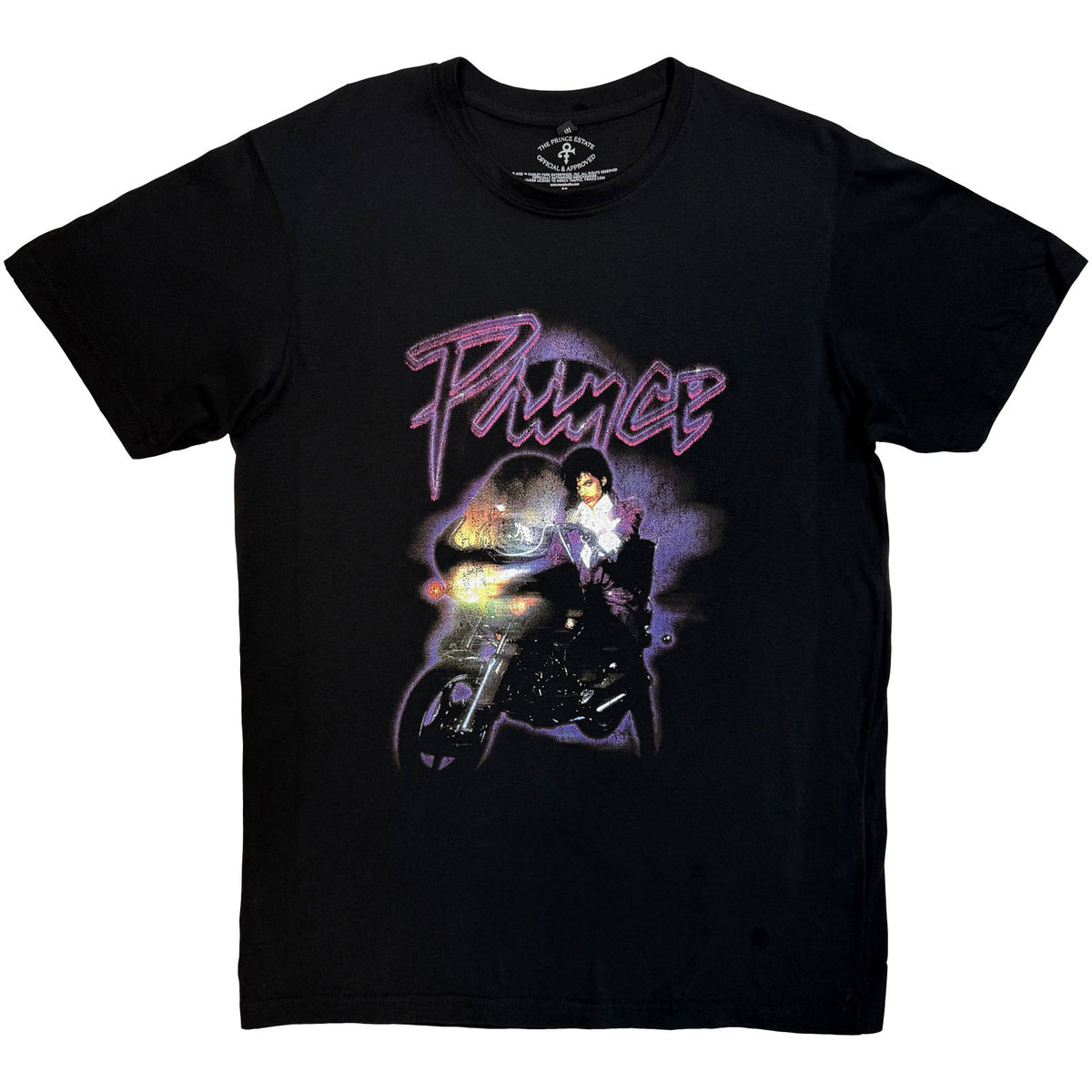 PRINCE - CONTORNO DEL LOGO DE LA LLUVIA PÚRPURA - Camiseta Carbono Negra (Estampado dorsal)