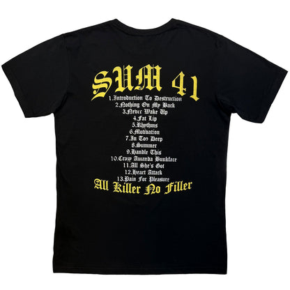 SUM 41 - ALL KILLER NO FILLER TRACKLIST - Camiseta Carbono Negra (Impresión Trasera)