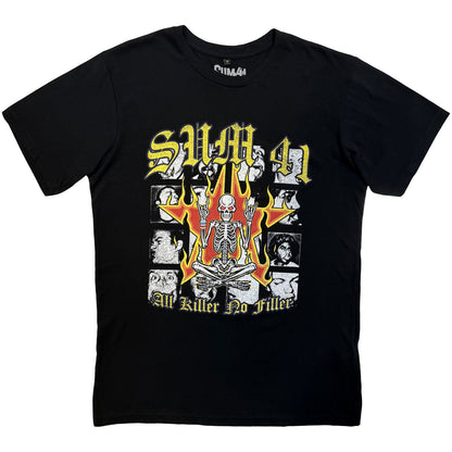 SUM 41 - ALL KILLER NO FILLER TRACKLIST - Camiseta Carbono Negra (Impresión Trasera)