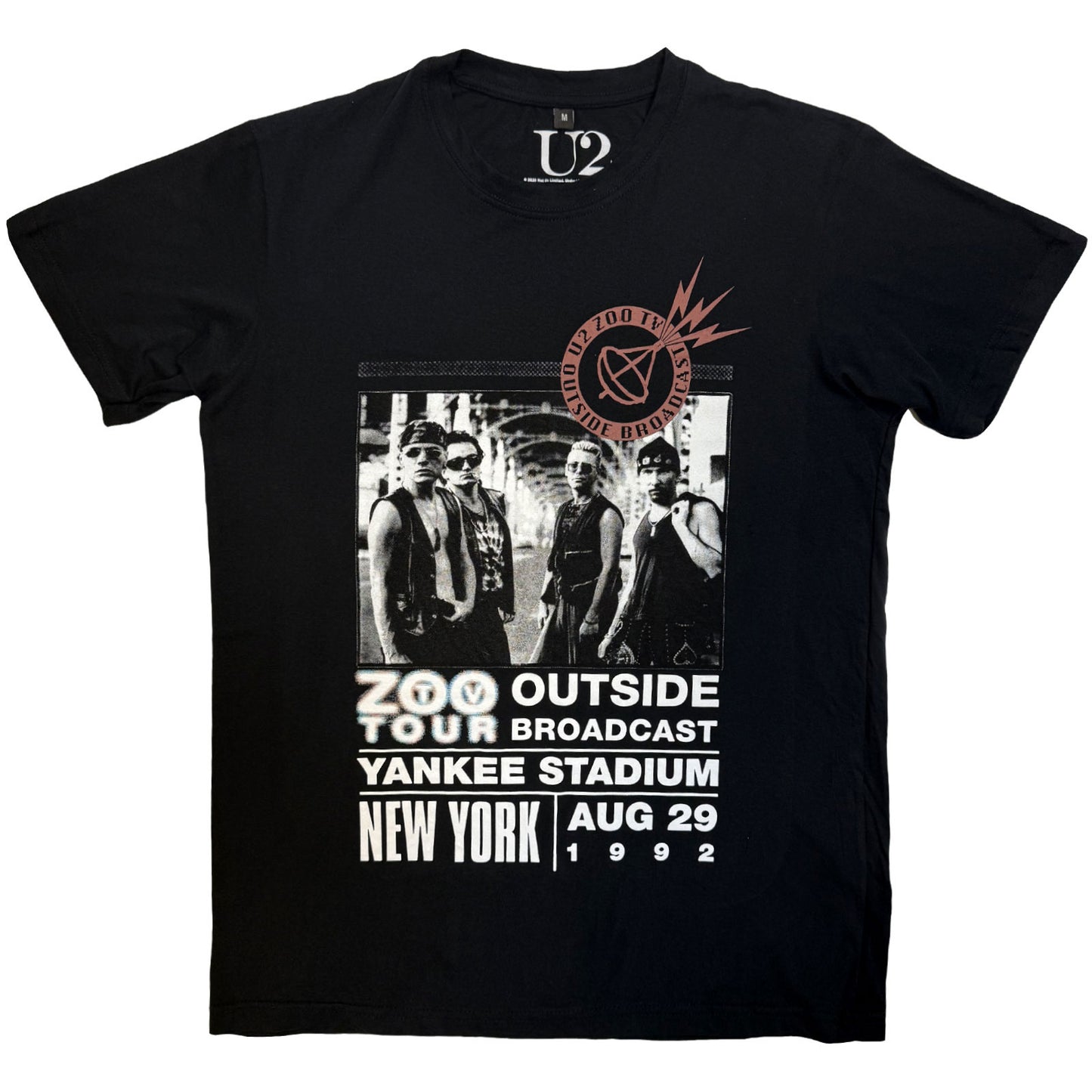 U2 - ZOO TV TOUR NY POSTER 08.29.92 - Camiseta Carbono Negra