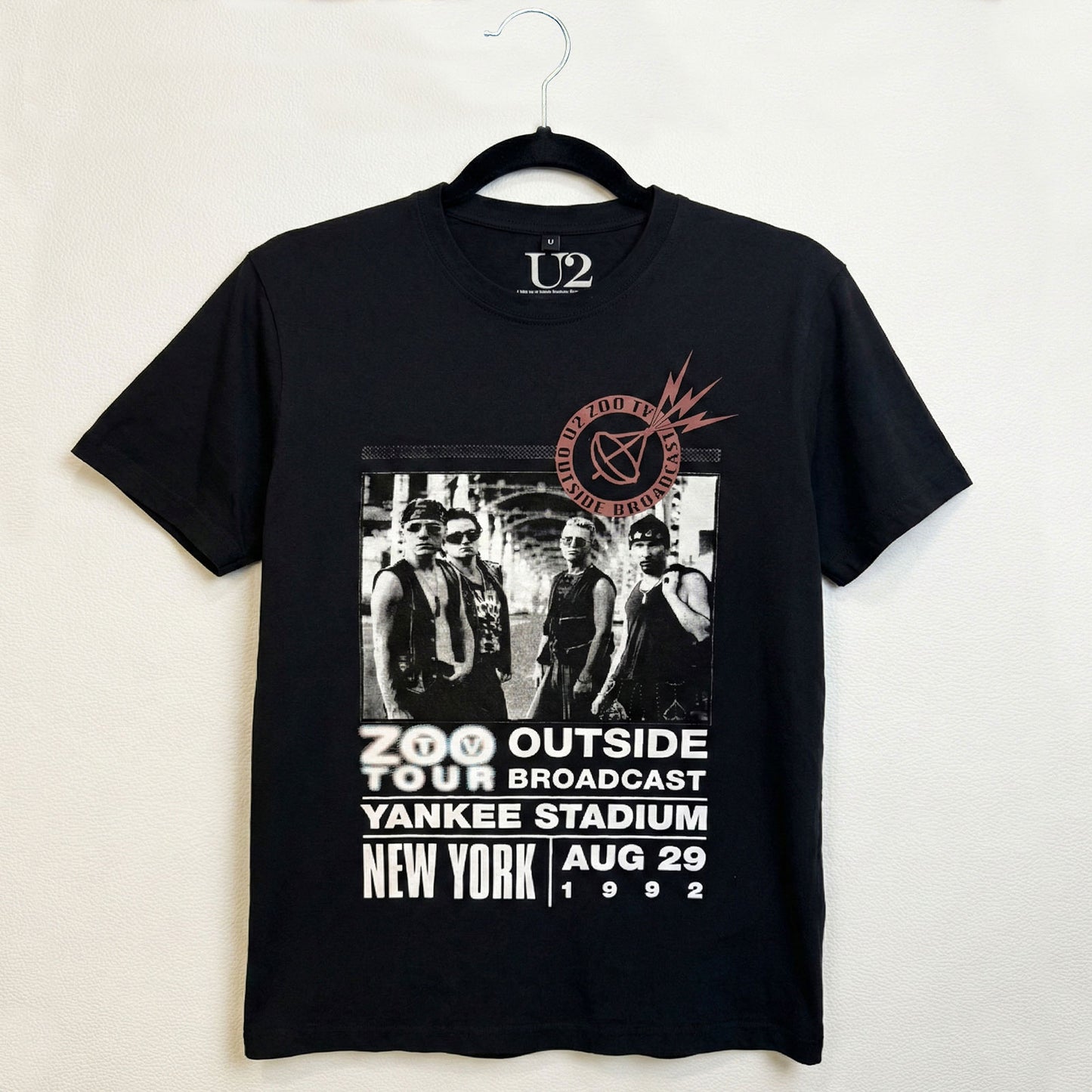 U2 - ZOO TV TOUR NY POSTER 08.29.92 - Camiseta Carbono Negra