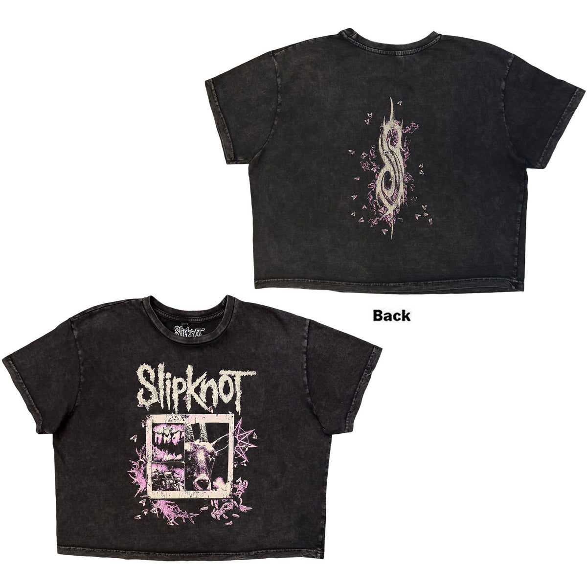 SLIPKNOT - BUTTERFLY GOATEE - Ladies Crop Top Charcoal Grey