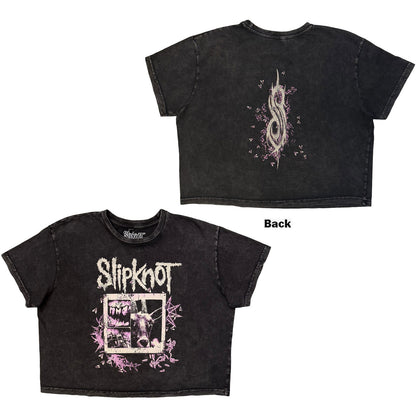 SLIPKNOT - BUTTERFLY GOATEE - Ladies Crop Top Charcoal Grey
