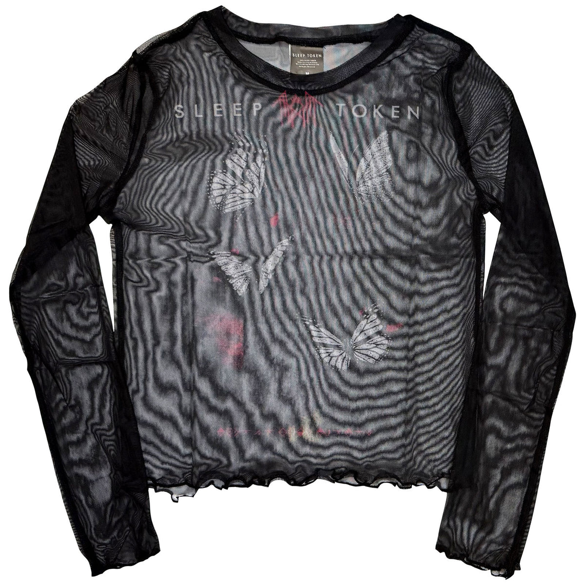 SLEEP TOKEN - BUTTERFLIES - Ladies Long Sleeve Crop Top Black