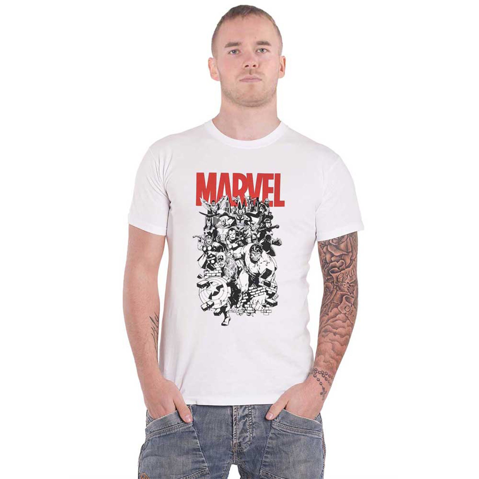 MARVEL COMICS - BLACK & WHITE CHARACTERS - T-Shirt White