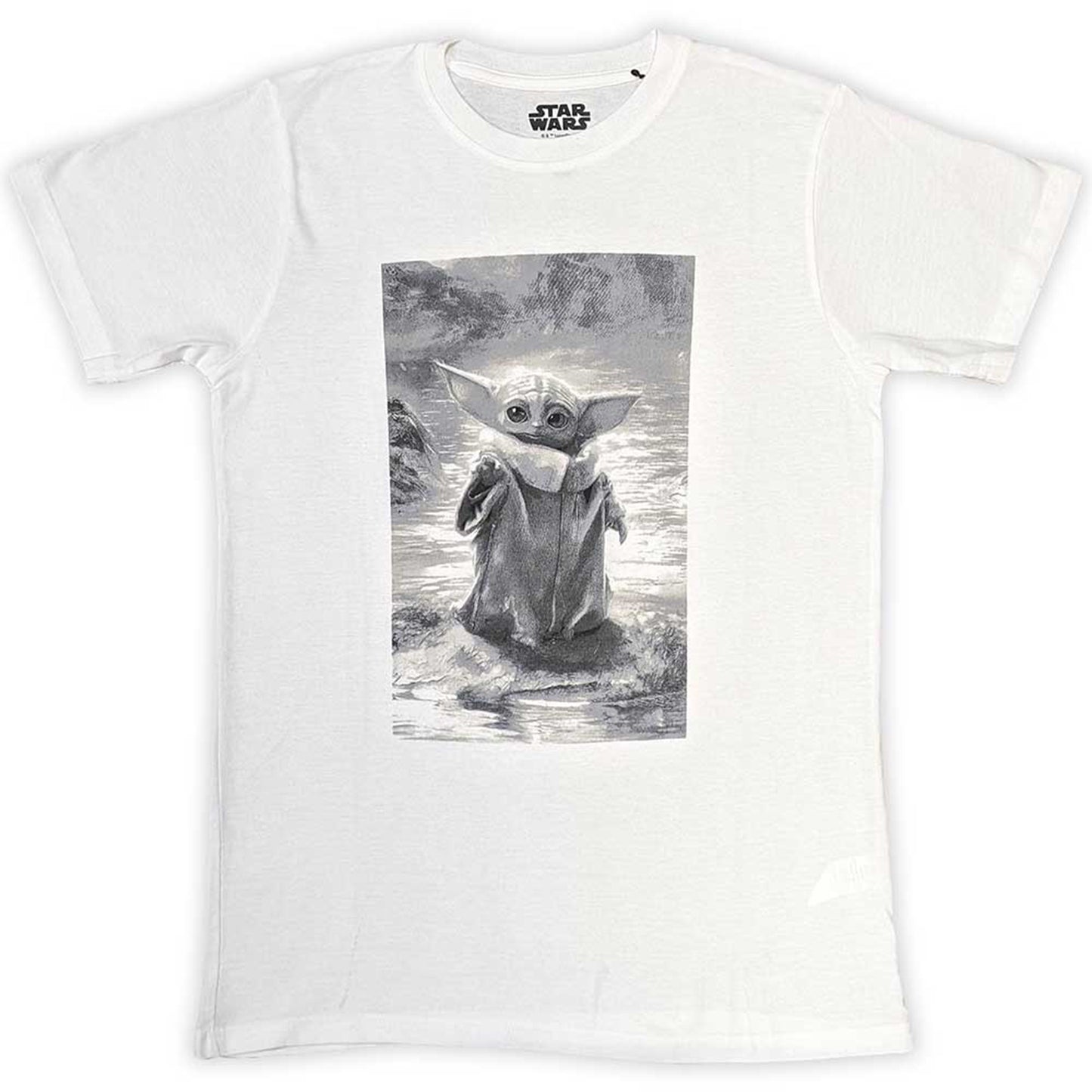 STAR WARS - THE MANDALORIAN GROGU B&W - T-Shirt White