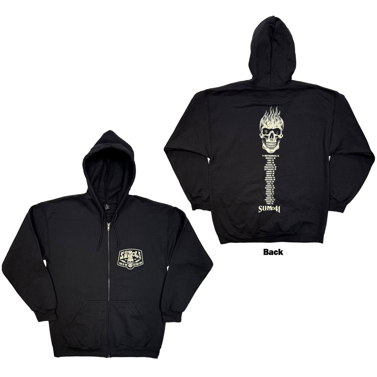 SUM 41 - TOUR '24 PT.2 POCKET LOGO & SKULL - Zipped Hoodie Black