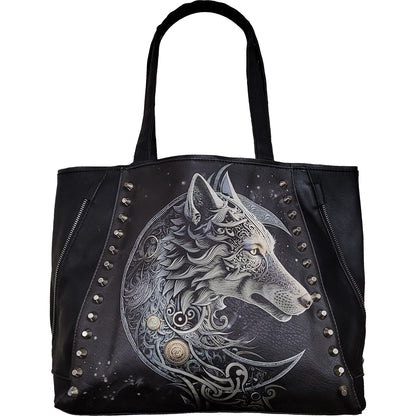 CELTIC WOLF - Tote Bag - Top quality PU Leather Studded