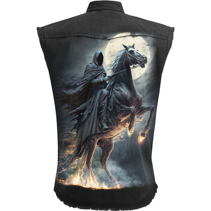 SHADOW RIDER - Sleeveless Stone Washed Worker Black