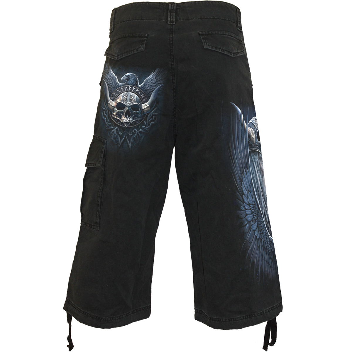 ODIN'S WARRIOR - Pantalones cortos cargo vintage 3/4 largo Negro