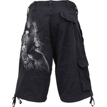 BAT CURSE - Pantalones cortos cargo vintage negros