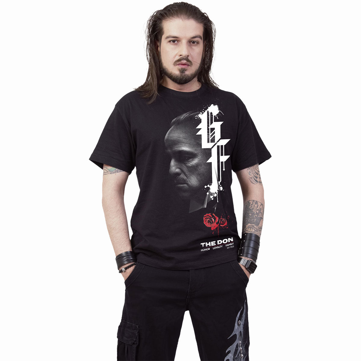 GODFATHER - DON - Camiseta con estampado frontal Negro