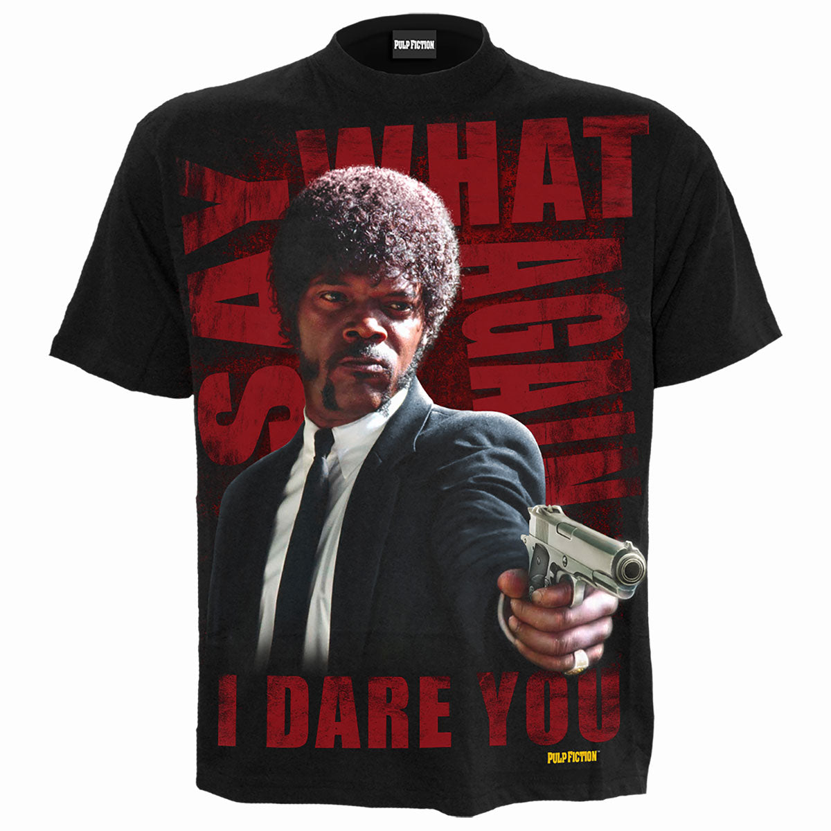 PULP FICTION - SAY WHAT AGAIN - Front Print T-Shirt Black