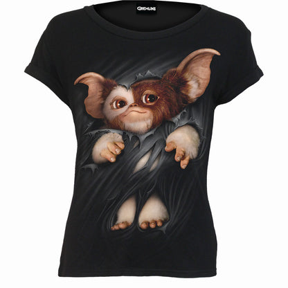 GREMLINS - GIZMO - Boatneck Cap Sleeve Top Black