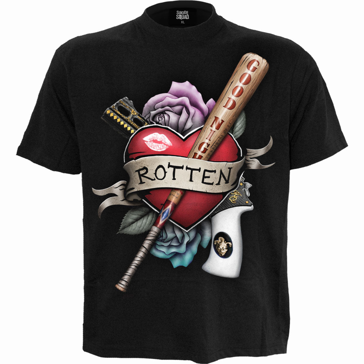 HARLEY QUINN - ROTTEN - Front Print T-Shirt Black