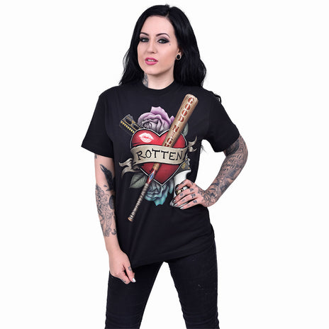 HARLEY QUINN - ROTTEN - Camiseta con estampado frontal Negro